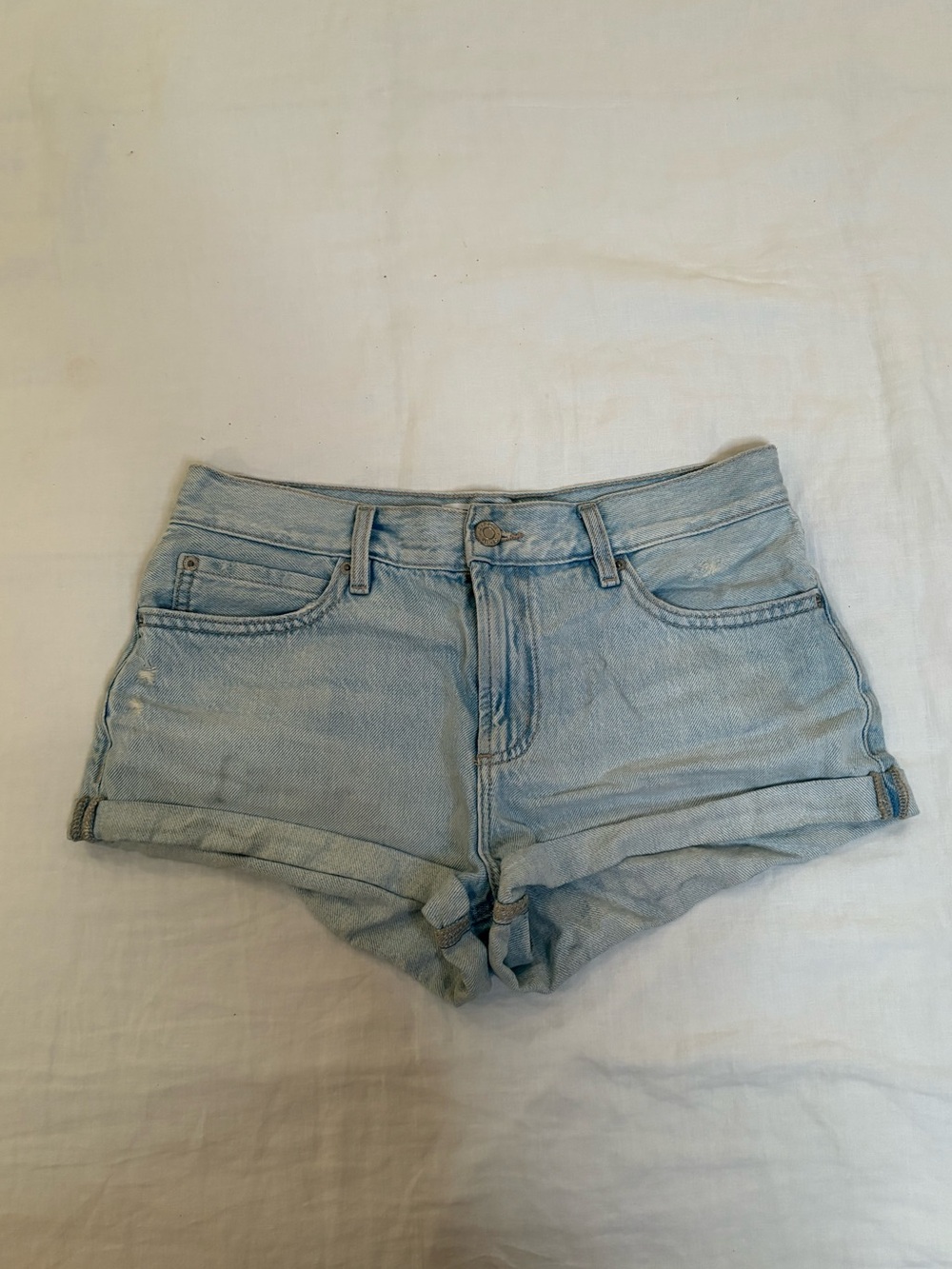 Garage Low Rise Light Blue Denim Cutoff Shorts